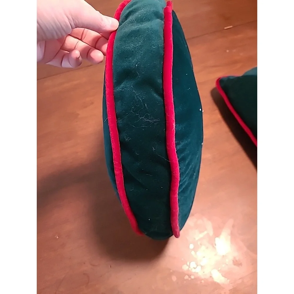Christmas Velvet Throw Pillows 2 Snowman Christmas Tree Red‎ Green Holiday